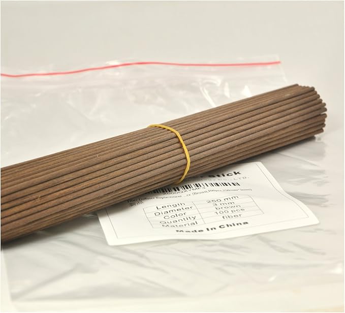 50 Pieces Fiber Reed Diffuser Replacement Refill Sticks for Aroma Fragrance (Brown, 8" x3mm)