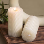KONNI Beeswax White Pillar Candles Set of 3, 2"x 4" Unscented Pillar Candles Bulk, 20 Hours Long Burning Candles, Smokeless&Dripless Large Round Candle for Wedding, Decoration, Parties, Spas, Dinner