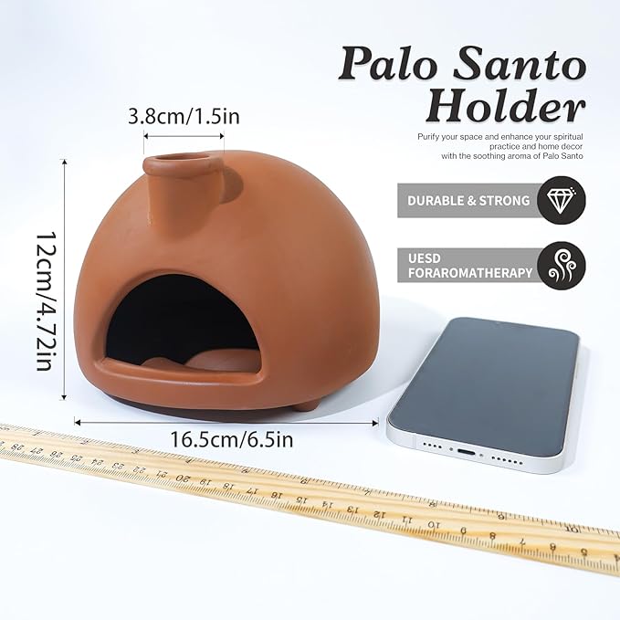 Large Handmade Terracotta Palo Santo Holder - Chiminea Incense Dish with Chimney, Cone Burner for Sage, Ideal for Meditation, Zen, Yoga, Spa | Aromatherapy, Mindfulness, Altar Decor Gift