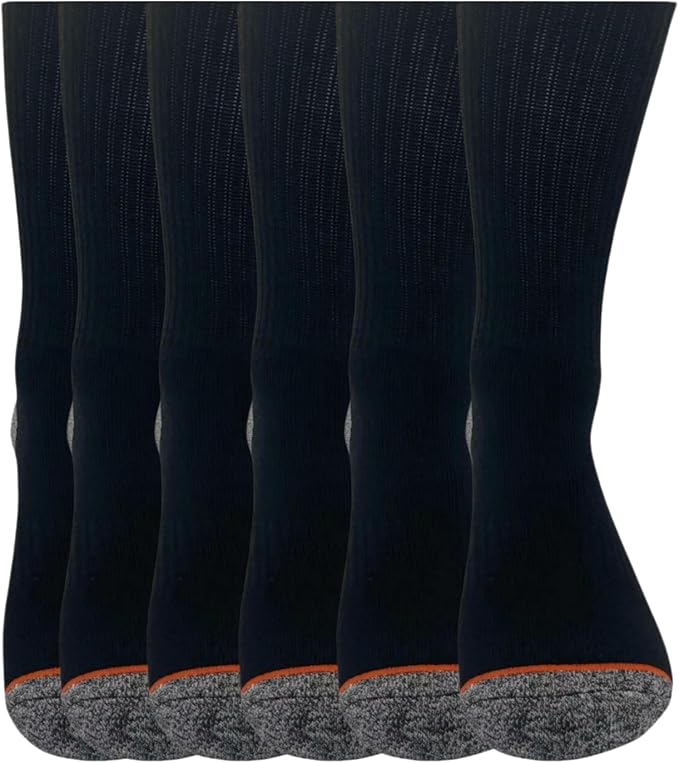 Aeonrow 5-Pairs Men's Weatherproof Vintage Outdoor Wool Blend Crew Calf Socks, Black, 6-12