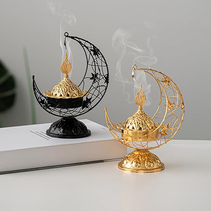Metal Greek Incense Burner Antique Arabic Incense Censer Pot Metal Candlestick Candle Stand Incense Bowl for Aromatherapy Yoga Spa Home Decor (Black)