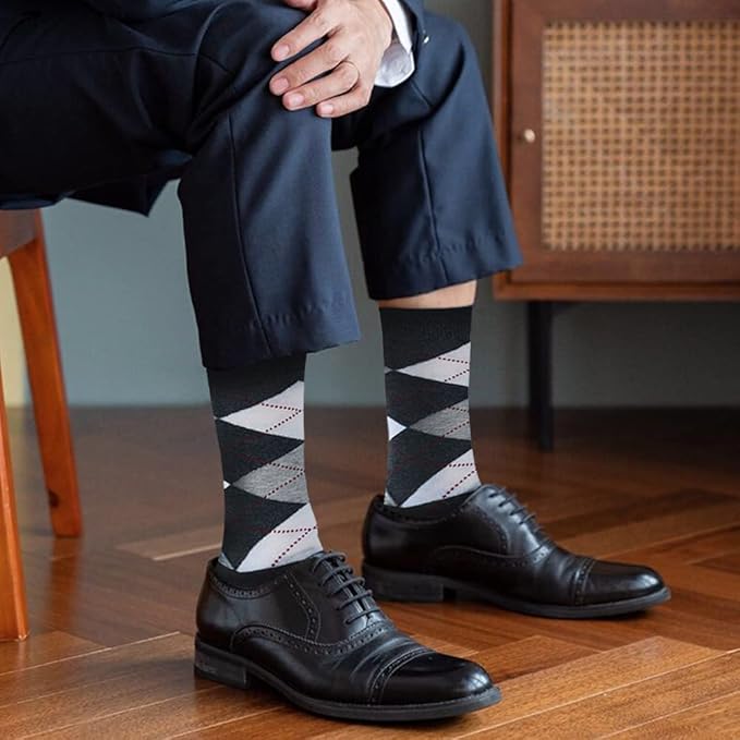 HHX YONLEE Dress Socks 5/6/10 Pairs Crew Argyle Colorful Cotton Novelty Casual Happy Fun