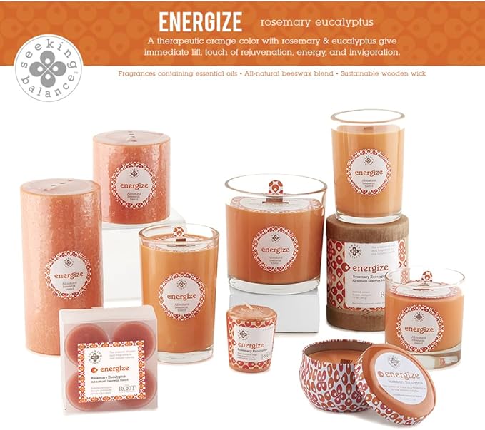 Root Candles Seeking Balance Spa Candle Aromatherapy Candles, Votives, Energize: Rosemary Eucalyptus, 18-Count