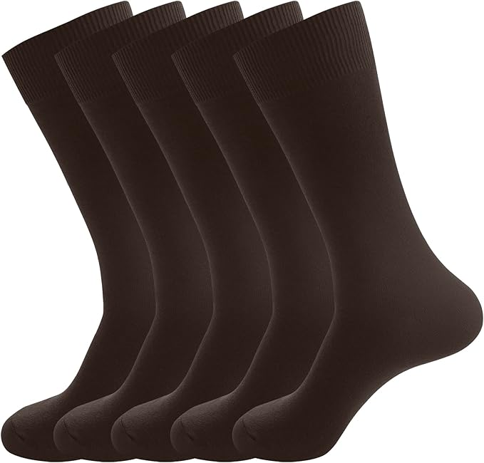 Men's Dress Socks 5 Pairs Mens Cotton Calf Business Formal Socks Soft Breathable Athletic Long Crew Casual Socks