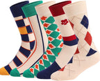 DRASEX Men's Dress Socks Funky Colorful Pattern Cotton Novelty Casual Crew Socks