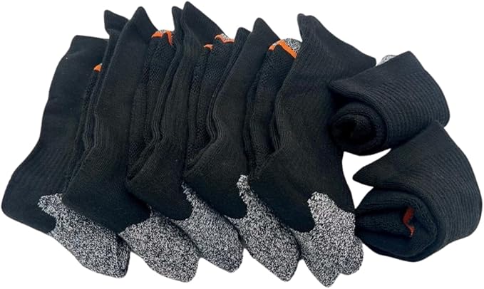 Aeonrow 5-Pairs Men's Weatherproof Vintage Outdoor Wool Blend Crew Calf Socks, Black, 6-12