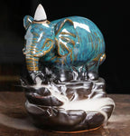 Comeon Backflow Incense Burner Elephant Incense Holder Handmade Ceramic Incense Waterfall Burner Censer + 20 Backflow Incense Cones 30 Incense Sticks 1 Tweezer 1 Mat for Meditaion Home Decor