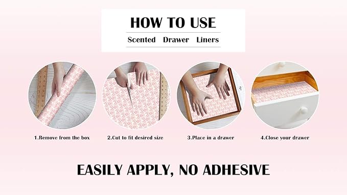 SCENTORINI Rose Sandalwood Scented Drawer Liners, 6 Sheets Fragrant Paper Liners Non-Adhesive Paper Sheets for Home Closet, Dresser Drawers, Gift for Home Fragrance