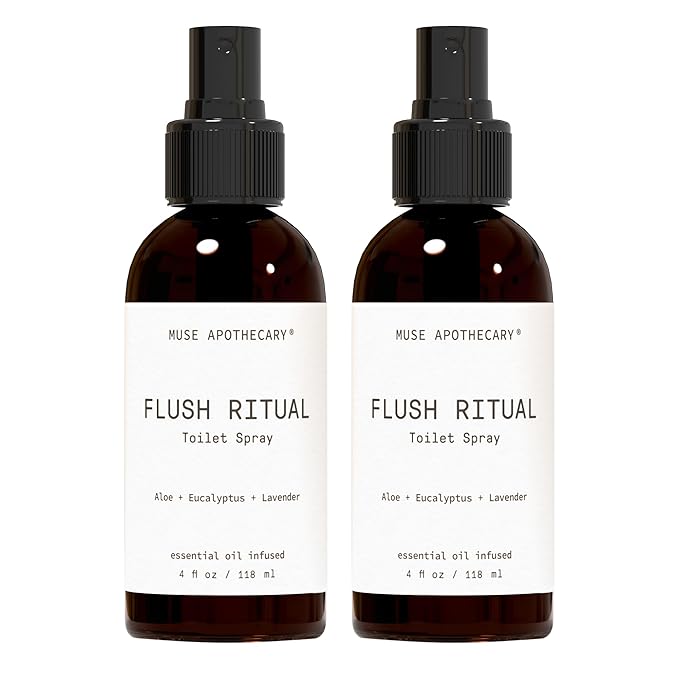 Muse Apothecary Flush Ritual - Aromatic & Refreshing Toilet Spray, Use Before You Go, 4 oz, Infused with Natural Essential Oils - Aloe + Eucalyptus + Lavender, 2 Pack