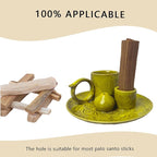 4 in 1 Incense Burner Holder for Sticks, Palo Santo Sticks Holder, Candle and Sage Holder for Burning Ceramic Ash Catcher Tray for Meditation Yoga Room Home Decor (Yellow)