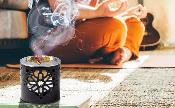 Frankincense Incense Burner with Tealight – Durable Black Iron, Height 2.36 Inches – HANDCRAFTET Aromatic Censer for Safe Burning and Elegant Home Décor