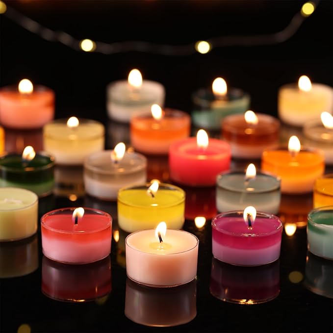 Scented Tea Lights Candles, Sakura Blush, 16 Pack – Soft Pink Scented Tealight Candles– 100% Palm Wax – 6 Hour Burn Time Aromatherapy Tea Light Votive Candle for Spring Decor, Bath, Romance