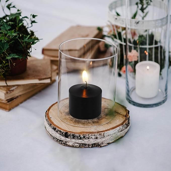 Black Votive Candles, 9 Packs Unscented Small Votives for Halloween, Wedding, Holiday Party, Home (8 Hour), 1.5" D x 1.25" H