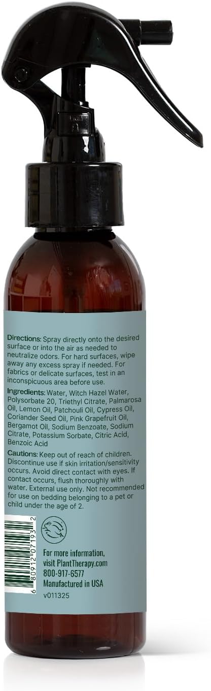 Plant Therapy Deodorizing Room Spray 4 oz Quick, On-The-Go Freshness, Safe & Gentle for Everyday Use, Free from Harsh Chemicals & Synthetic Fragrances