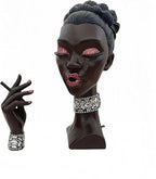 Elegant Head Incense Black Woman Burner, Modern Design, Stylish Incense Holder Black Women, Sophisticated Home Decor, Desk Accessory (Pinkeye)