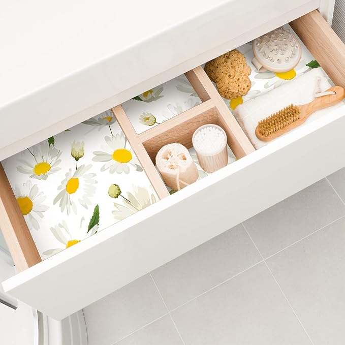 10 Sheets Drawer Liners for Dresser Scented Drawer Liners Non Adhesive Scented Paper for Fragrant Home Shelf Closet(Lavender,Daisy)