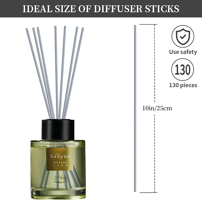 130Pcs Reed Diffuser Sticks - 10"/3mm Grey Fiber Reed Sticks for Home and Bathroom - For Fiber Reed Diffusers (Gray 10"/25cm)