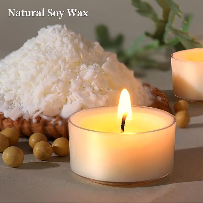 50 Pcs Soy Wax Tealight Candles (6 Hour Burn Time) White Unscented Votive Candles, Smokeless & Extended Burn Time Clear Cup Tea Lights for Weddings, Home, Emergencies