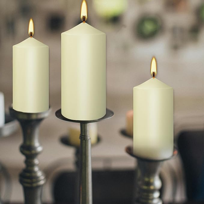 20Pack Pillar Candles 2 x 4 inch-Ivory Unscented Pillar Candles- Dripless,Smokeless,Long Lasting Burning time, Perfect for Home Decor,Wedding, Parties, Spas