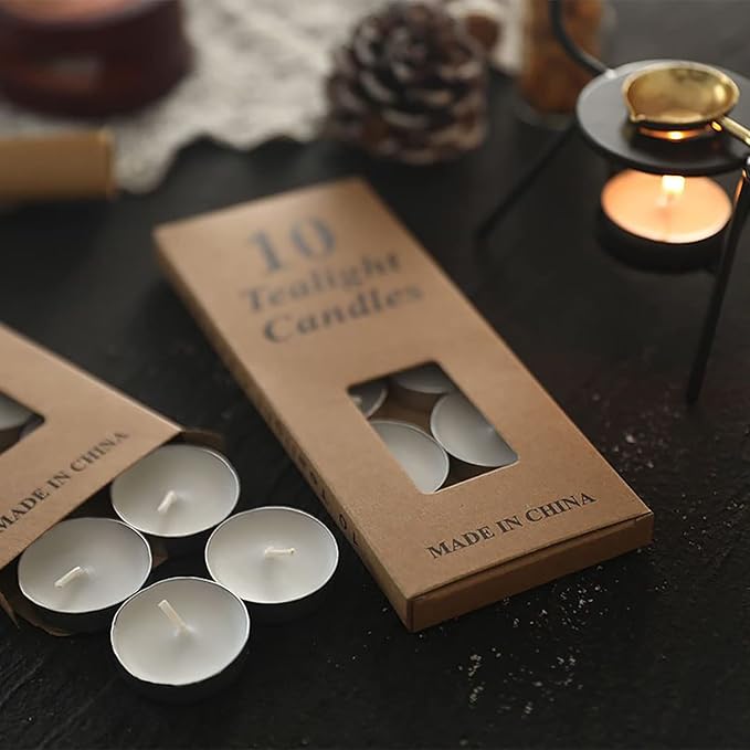 10 Pack Tea Candles Wedding Party and Home Decoration Votive Parties Tealight Small Wishing Bulk with 1.5-2 Hours Extended Burn Time Mini for Birthday Emergency Family (White)