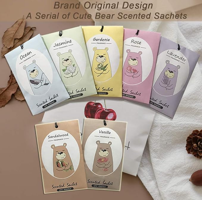 14 Packs Vanilla Scented Sachets for Drawers and Closets Gift Box