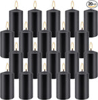 Set of 20 | 2-Inch Wide x 4-Inch Tall Black Pillar Candles - Decorative Unscented Pillar Candles, Long Burning Dripless Candle for Home Decor, Smokeless Large Pillar Candle for Wedding.
