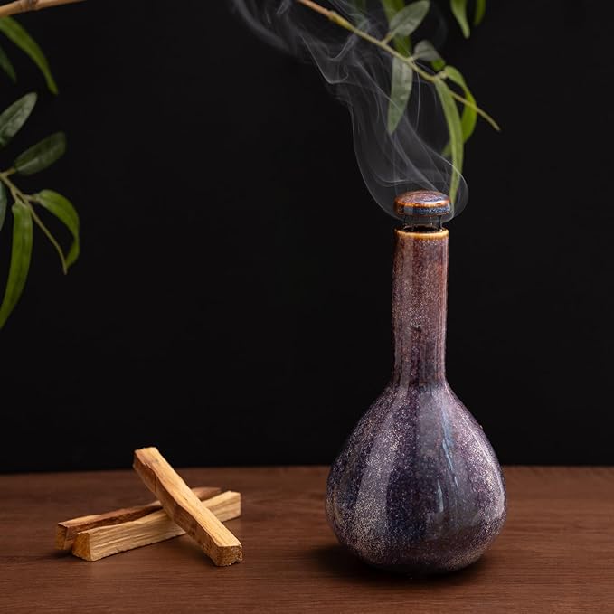 Premium Ceramic Palo Santo Holder - HighTemperature 1200°C Mini Chiminea for Sage, Incense & Palo Santo Sticks-Elegant Design for Energy Cleansing, Yoga, Meditation & Aromatherapy Idea