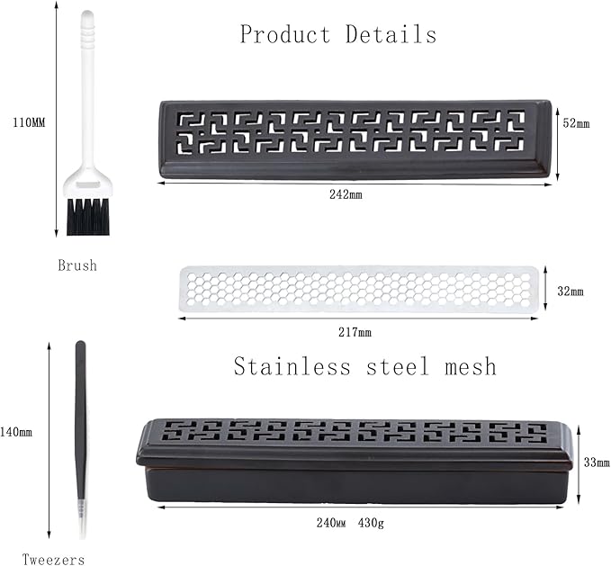 Incense Holder,Ceramic Incense Holder for Sticks with Ash Catcher,Coffin Style Incense Box,Incense Burner for Meditation Yoga Spa Room Decor(Brown)