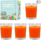 4 Packs Unscented Orange Votive Candles in Clear Glass, Small 1.8oz Natural Soy Wax 2 Inch Fall Colored Candles for Thanksgiveing Day Wedding Party Dinner Table Home Decoration- 12 Hours Burn Time