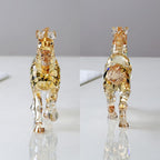 Crystal Horse Realistic Animal Art Figurine Collection Table top Ornament Statue Home Decor (Gold)