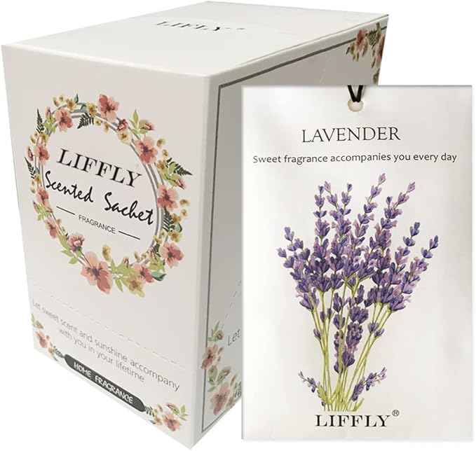 14 Packs Scented Sachets for Drawers and Closets Lavender, Rose, Jasmine, Ocean, Vanilla, Sandalwood, Gardenia 7 Scent (Lavender)