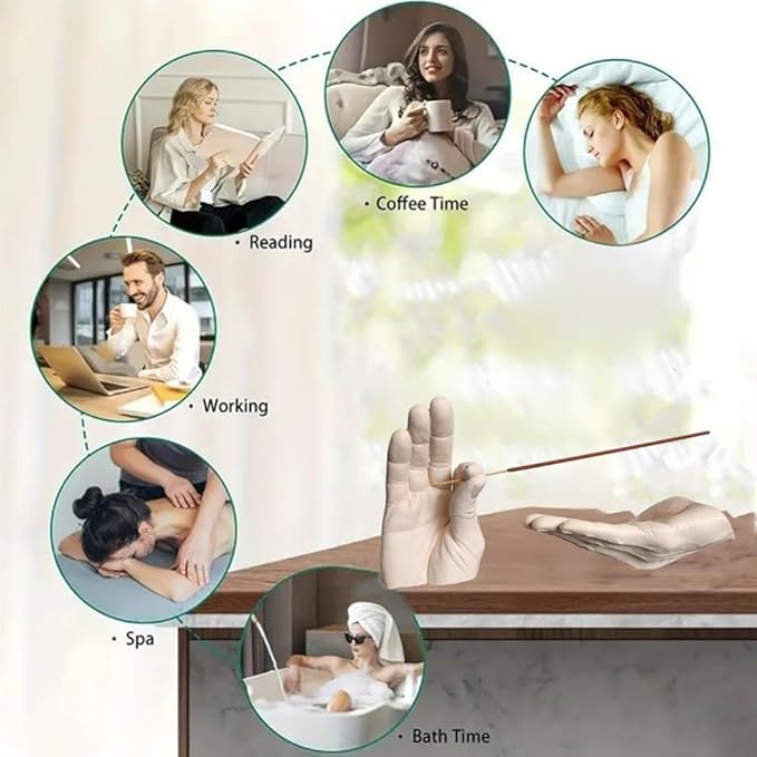 Hand Statues Incense Holder - Incense Burner Ash Catcher, Handcrafted Incense Stick Holder with Ash Catcher, Artisan Incense Burner for Meditation & Yoga (White)