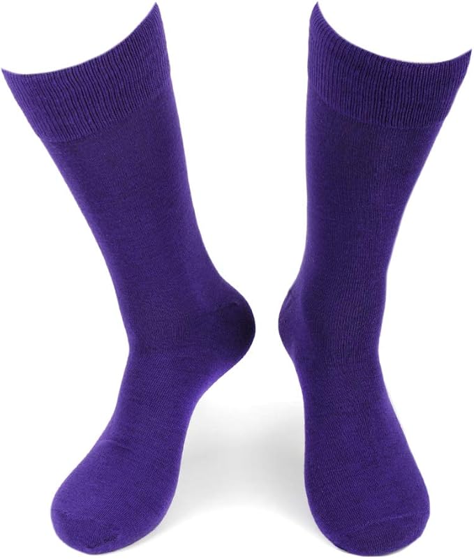Feraricci Solid Color Casual Dress Socks for Men - Colorful & Comfortable Crew Socks