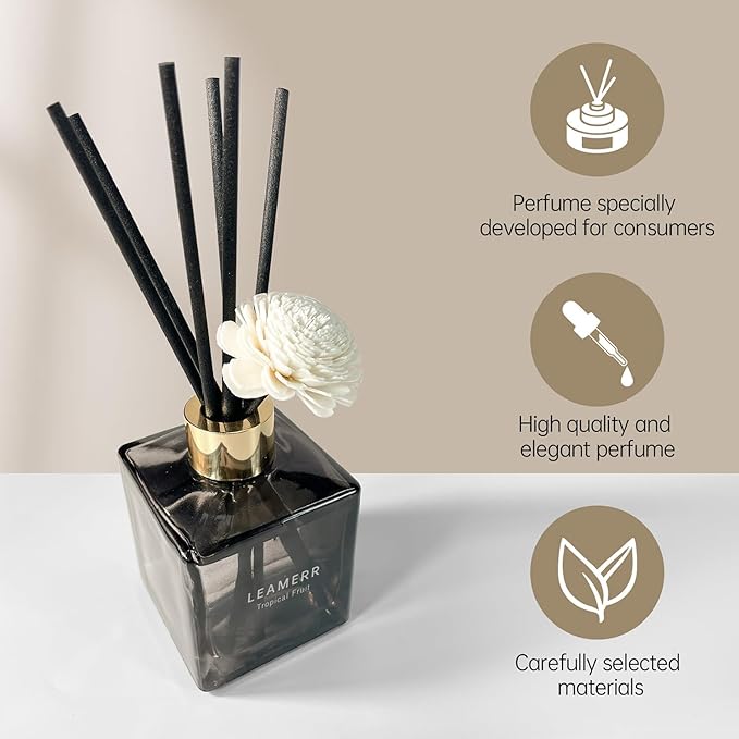 Reed Diffuser Set, 6.1 oz (180 ml) Blue Sea Scented Diffuser with Sticks Long-Lasting Home Fragrance Reed Diffuser for Home Room Office Bathroom Shelf Decor