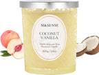 M&SENSE Coconut Vanilla Scented Candle, Wooden Wick Candles with Lid, 100 Hours Long Burning No Toxin Natural Soy Wax 18oz, Relax Stress Relief Sleep Home Fragrance,Housewarming Gifts for Her Him