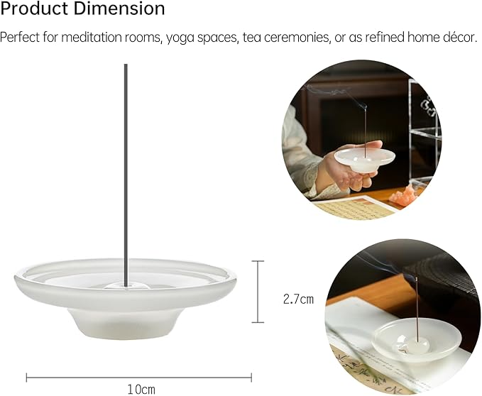 Handcrafted Liuli Glass & Jade Incense Holder – Artisan Minimalist Burner for Sticks, Meditation, Zen Aesthetic & Elegant Home Décor