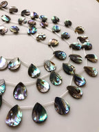 JM Design Natural Abalone Teardrop Shape 15x20mm 20pc Strand