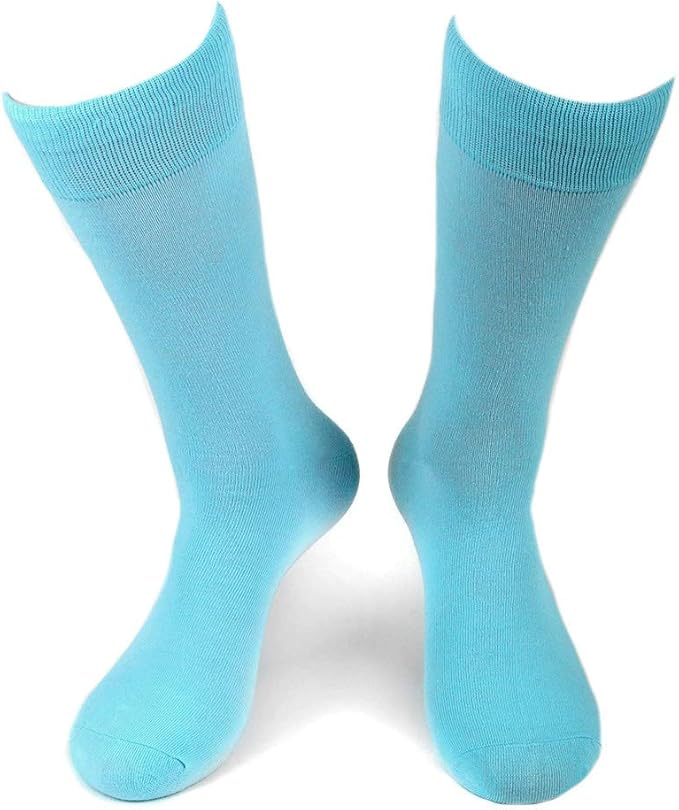 Feraricci Solid Color Casual Dress Socks for Men - Colorful & Comfortable Crew Socks