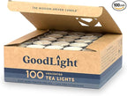 GoodLight Unscented Vegan and Paraffin-Free Tea Light Candles (100 Candles)
