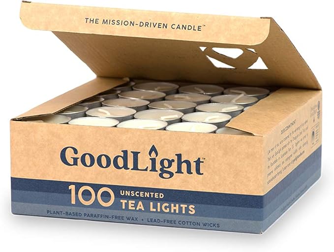 GoodLight Unscented Vegan and Paraffin-Free Tea Light Candles (400 Candles)