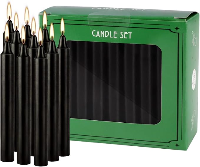 Set of 40 Black Candles – Premium Mini Taper Candles for Halloween, Rituals, Prayer, Birthdays, Meditation, Altar - 4 Inch Tall, Unscented