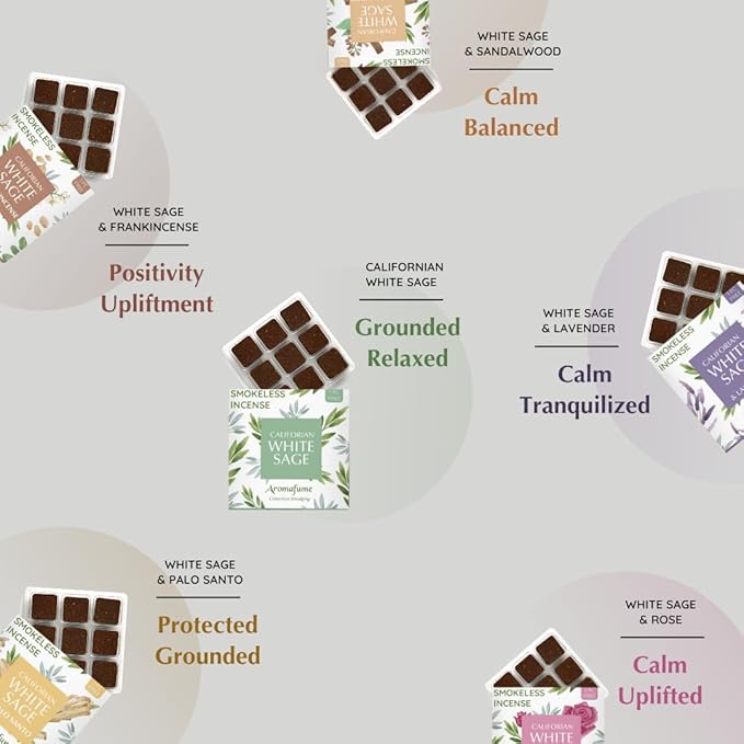 White Sage Incense Brick Super Set by Aromafume | 54 Bricks & Tree of Life Exotic Burner | White Sage with Rose, Lavender, Palo Santo, Sandalwood, Frankincense | Sage for Cleansing, Smokeless Smudging