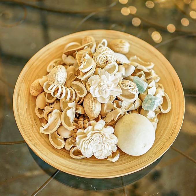 White Potpourri Bags,Pine Scented Potpourri Bowl Filler,Vase Filler,Decorative Dried Flowers, Home Fragrance Popery,Bathroom Decor, Crystal(20 oz)