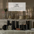 MOZEAL 3" x 4" Hand-Poured Unscented Candle,Dripless Pillar Candle Set of 3,Long Clean Burning,Approx 72 Hours Burn Time,Rustic Country Style,Wedding,Dinner,Christmas and Home Decor,Black