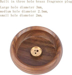 Black Walnut Incense Holder with 3-Hole Brass Plug, Traditional Bowl Design