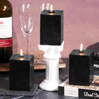KONNI Square Black Pillar Candles Set of 3, 2.8"x 4" Unscented Pillar Candles Bulk, 30 Hours Long Burning Candles, Smokeless Dripless Large Candle for Wedding, Home Decoration, Parties, Spas, Dinner