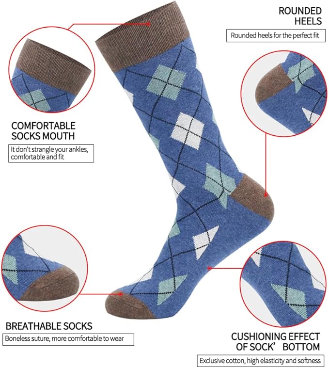 DRASEX Men's Dress Socks Funky Colorful Pattern Cotton Novelty Casual Crew Socks