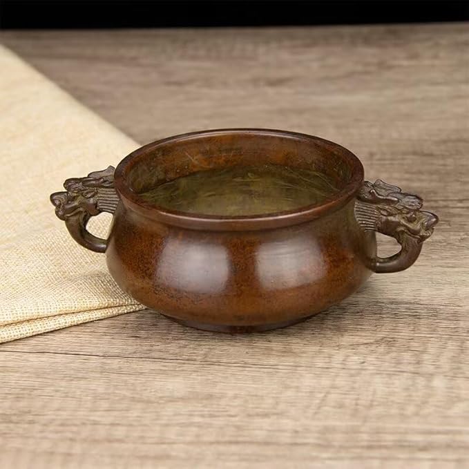 Copper Incense Burner Chinese Brass Incense Burner Kit Traditional Zen Incense Burner Antique Style Office Yoga Home Decor 6.3 * 4.3 * 2.2IN 2.2LB