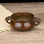 Copper Incense Burner Chinese Brass Incense Burner Kit Traditional Zen Incense Burner Antique Style Office Yoga Home Decor 6.3 * 4.3 * 2.2IN 2.2LB