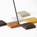 Asayu Japan Tokinami Mini Incense Holder Set – Eco-Friendly Ceramic, Set of 3 (Charcoal, Mustard, Sandstone)